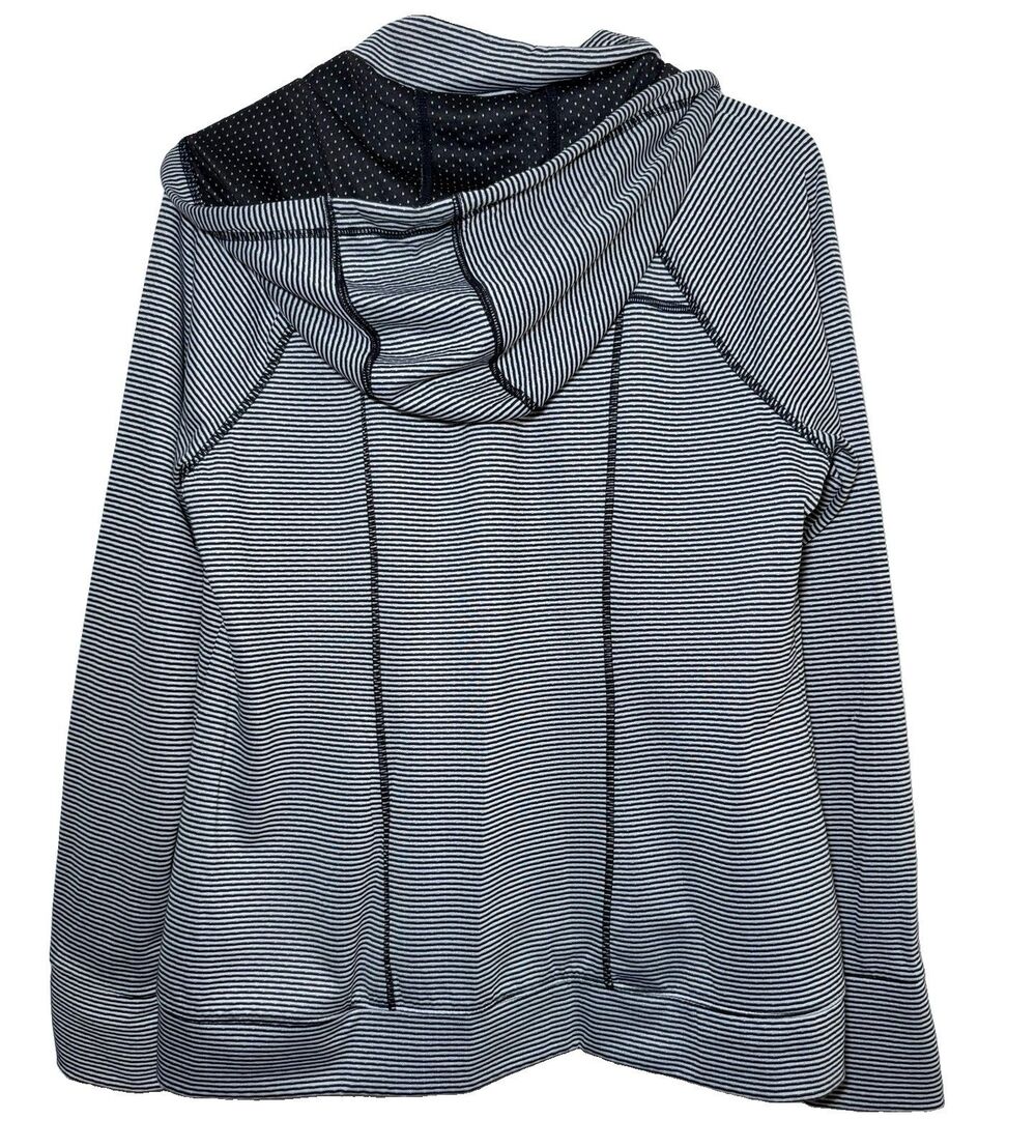 Tangerine XL Black White Striped Hooded Pullover 1/4 Zip Stretch Kangaroo Pocket - Picture 2 of 7